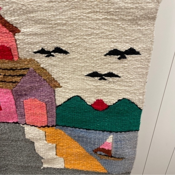 Vintage Latin/Mexican Tapestry with Boho Chic Folk Art Style—100% Wool—GORGEOUS! - Picture 7 of 10